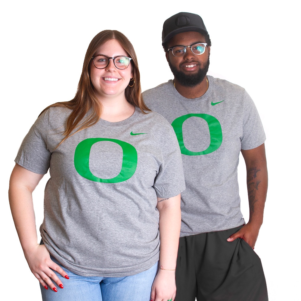 Classic Oregon O, Nike, Grey, Crew Neck, Cotton Blend, Men, Unisex, 155gsm, Jersey-style fabric, T-Shirt, 839789